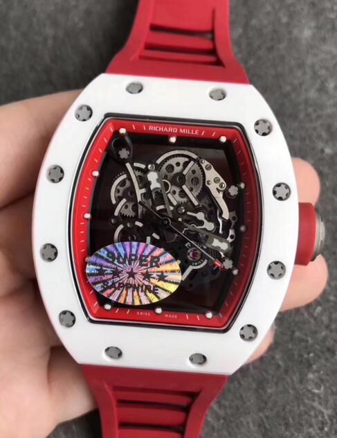 Fake Richard Mille Rm055 White Ceramic Red Rubber watches